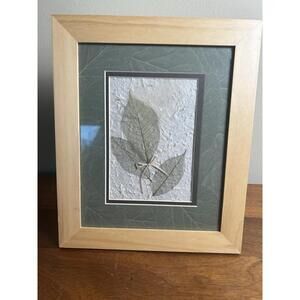 Framed Skeleton Leaf Mixed Media Shadow Box Art with Leaf Mat